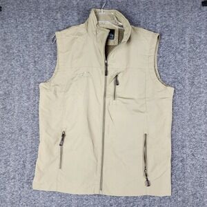 Outdoor Utility Vest Mens XL Tan Full Zip Mesh Lined Multi Pocket Gorpcore